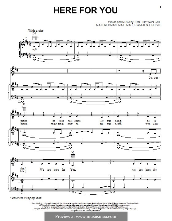 Here for You: For voice and piano (or guitar) by Jesse Reeves, Matt Maher, Matt Redman, Timothy Wanstall