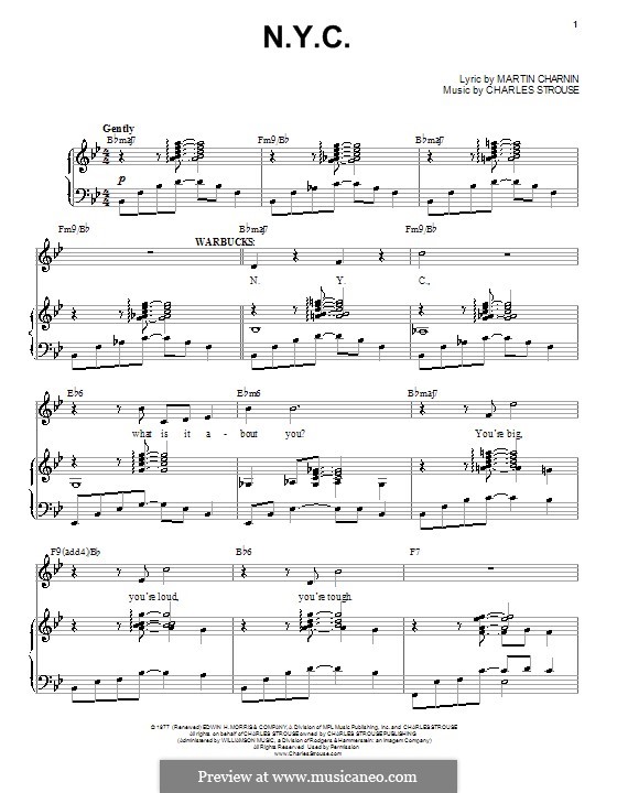 N.Y.C. (from Annie) by C. Strouse sheet music on MusicaNeo