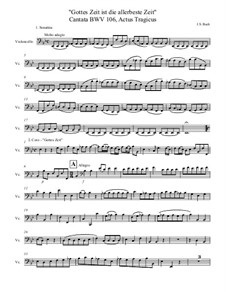 Gottes Zeit ist die allerbeste Zeit (God's Time is the Very Best Time), BWV 106: Basso continuo part transcribed for cello, in Eb by Johann Sebastian Bach