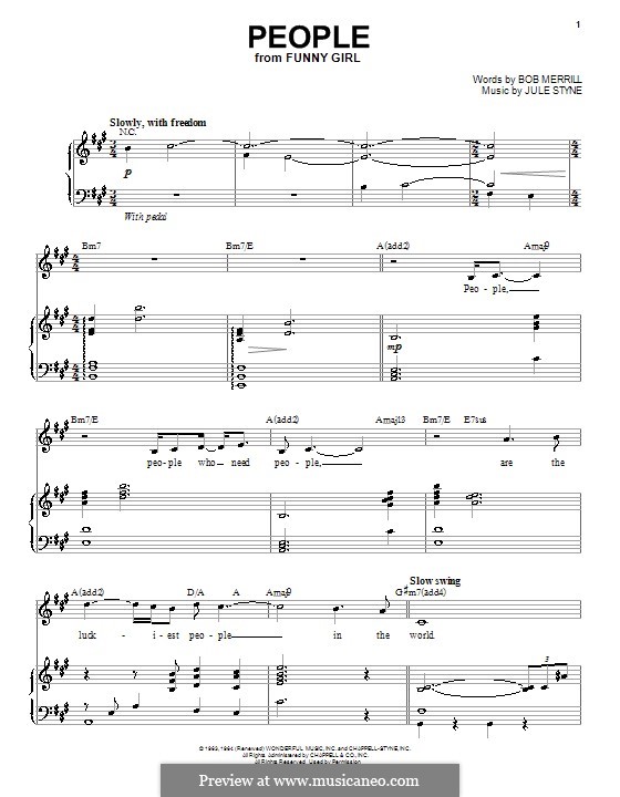 People from Funny Girl (Barbra Streisand): For voice and piano by Jule Styne