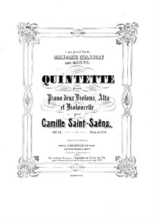 Piano Quintet in A Minor, Op.14: Full score by Camille Saint-Saëns
