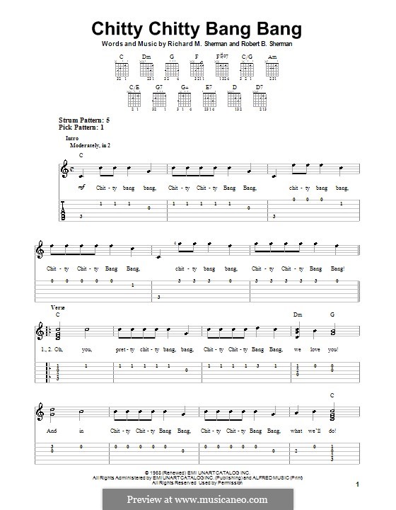 Chitty Chitty Bang Bang: For guitar with tab by Richard M. Sherman, Robert B. Sherman