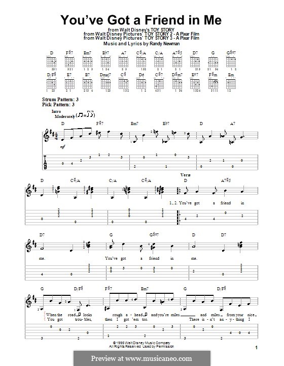 You've Got a Friend in Me (from Disney's Toy Story): For guitar with tab by Randy Newman