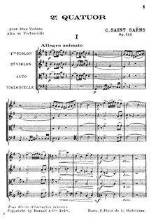 String Quartet No.2 in G Major, Op.153: Full score by Camille Saint-Saëns