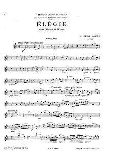 Elegy in F Major, Op.160: For violin and piano by Camille Saint-Saëns