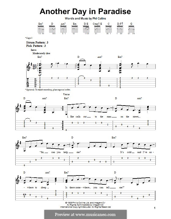 Another Day in Paradise: For guitar with tab by Phil Collins