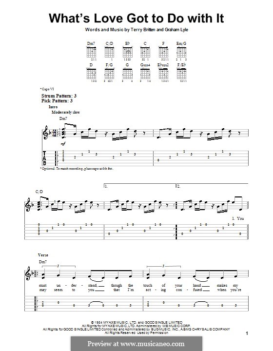 What's Love Got To Do with It (Tina Turner): For guitar with tab by Graham Lyle, Terry Britten