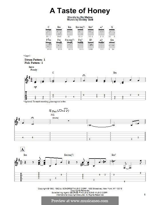 A Taste of Honey (Barbra Streisand): For guitar with tab by Bobby Scott