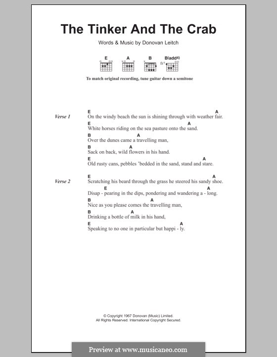 The Tinker and the Crab: Lyrics and chords by Donovan Leitch