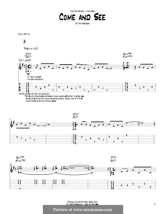 Come and See: For guitar with tab by Pat Metheny