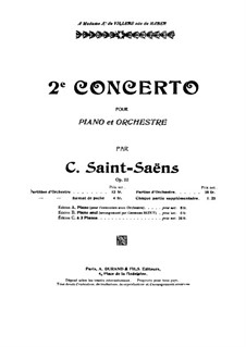 Concerto for Piano and Orchestra No.2 in G Minor, Op.22: Full score by Camille Saint-Saëns