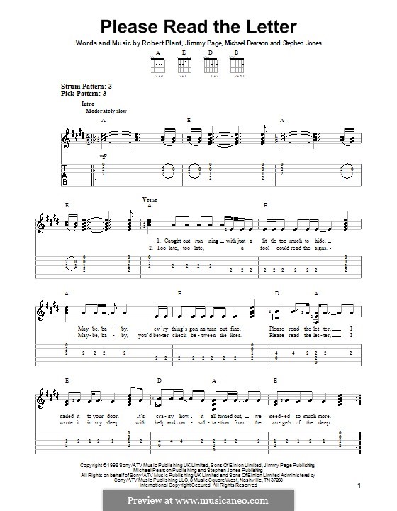 Please Read the Letter (Robert Plant and Alison Krauss): For guitar with tab by Stephen Jones, Jimmy Page, Michael Pearson