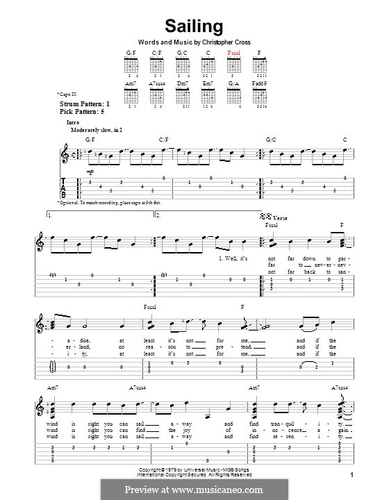 Sailing ('N Sync): For guitar with tab by Christopher Cross