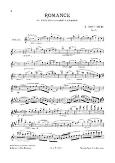 Romance for Violin, Piano (or Harp) and Harmonium, Op.27: Full score, Parts by Camille Saint-Saëns