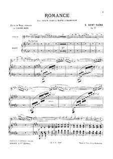 Romance for Violin, Piano (or Harp) and Harmonium, Op.27: Version for violin and harp by Camille Saint-Saëns