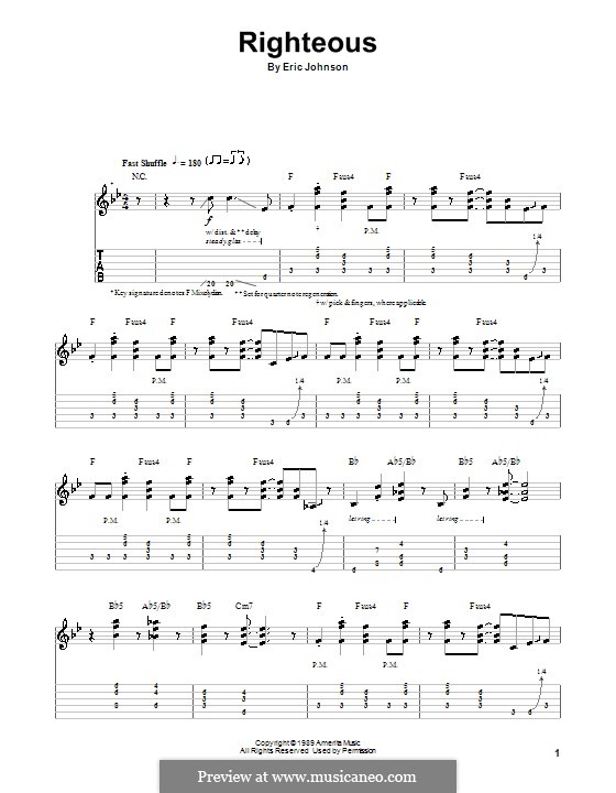 Righteous: For guitar with tab by Eric Johnson