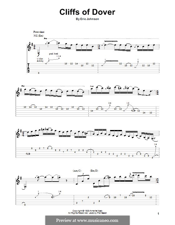 Cliffs of Dover: For guitar with tab by Eric Johnson
