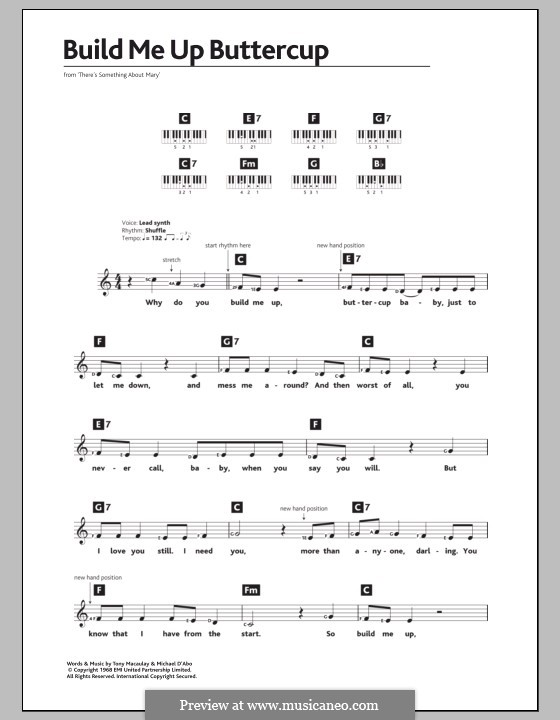 Build Me Up Buttercup (The Foundations): For keyboard by Michael D'Abo, Tony Macaulay