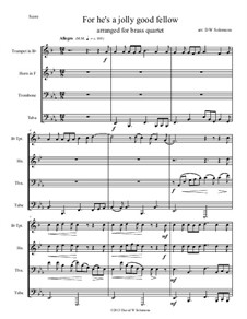 For He's a Jolly Good Fellow: For brass quartet by folklore