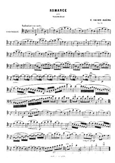 Romance for Cello and Piano, Op.51: Solo part, Score for two performers by Camille Saint-Saëns