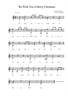 We Wish You a Merry Christmas: For guitar by folklore
