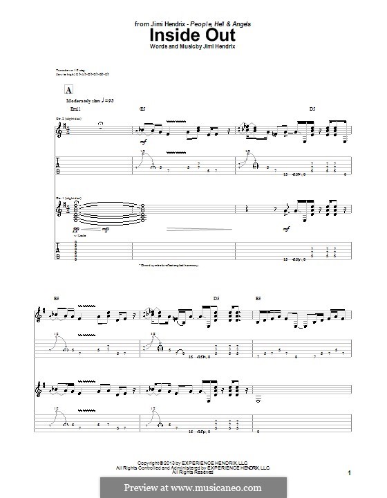 Inside Out: For guitar with tab by Jimi Hendrix