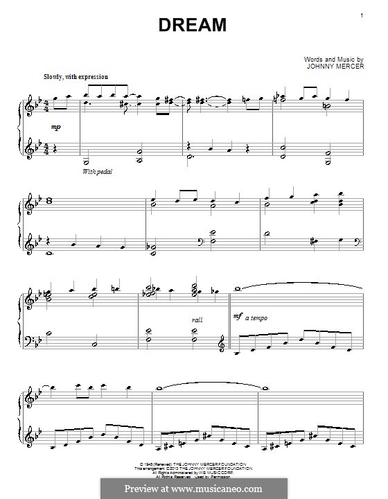 Dream Johnny Mercer Sheet Music