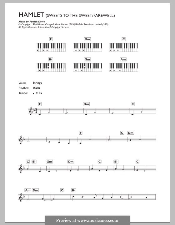 Sweets to the Sweet - Farewell (from Hamlet): For keyboard by Patrick Doyle