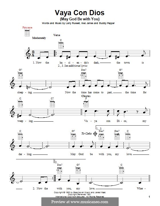 Vaya Con Dios (Les Paul & Mary Ford): For ukulele by Buddy Pepper, Inez James, Larry Russell