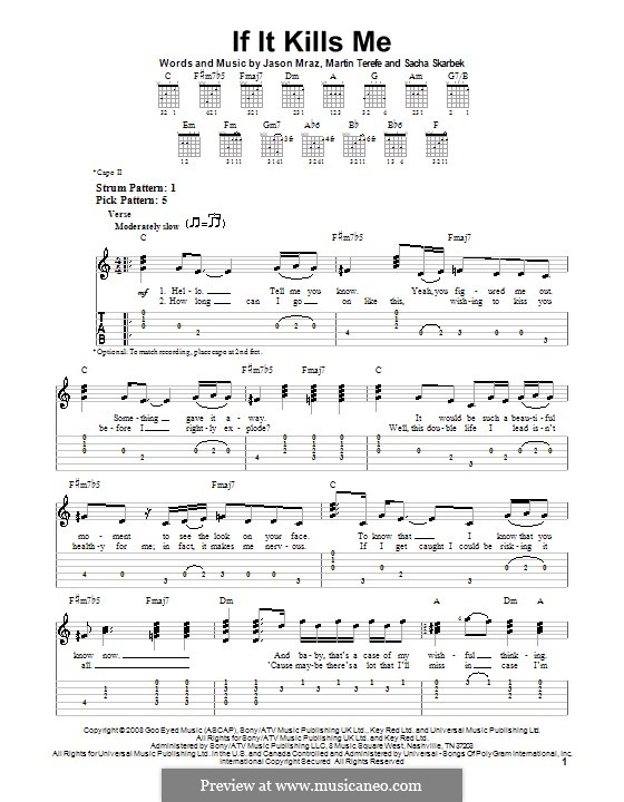 If It Kills Me: For guitar with tab by Martin Terefe, Sacha Skarbek