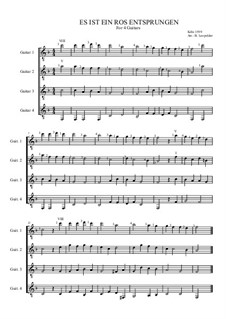 Es ist ein Ros entsprungen (A Rose Has Sprung Up): For guitar by Unknown (works before 1850)