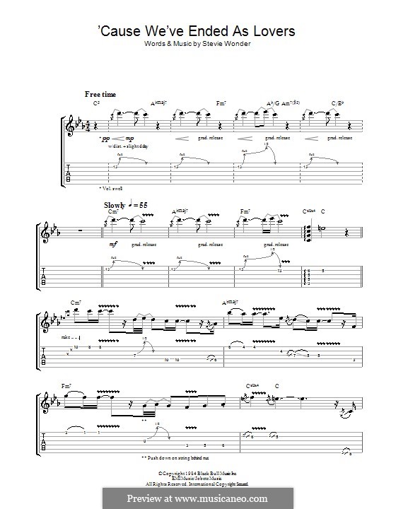 Cause We've Ended as Lovers: For guitar with tab by Stevie Wonder