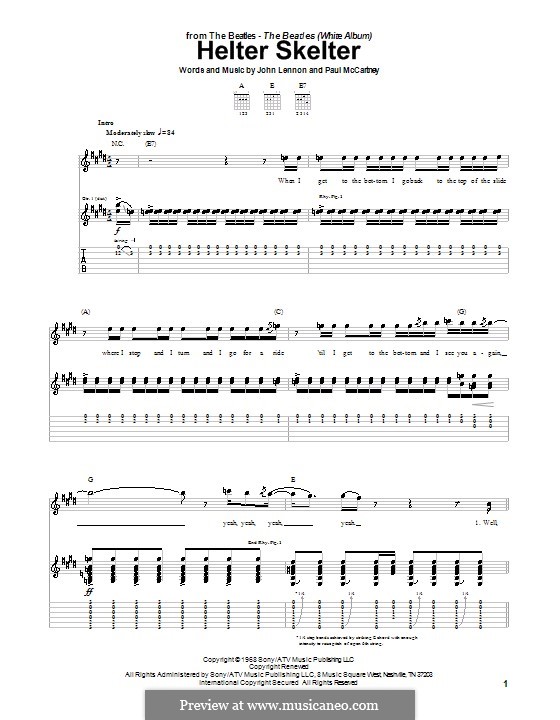 Helter Skelter (The Beatles): For guitar with tab by John Lennon, Paul McCartney