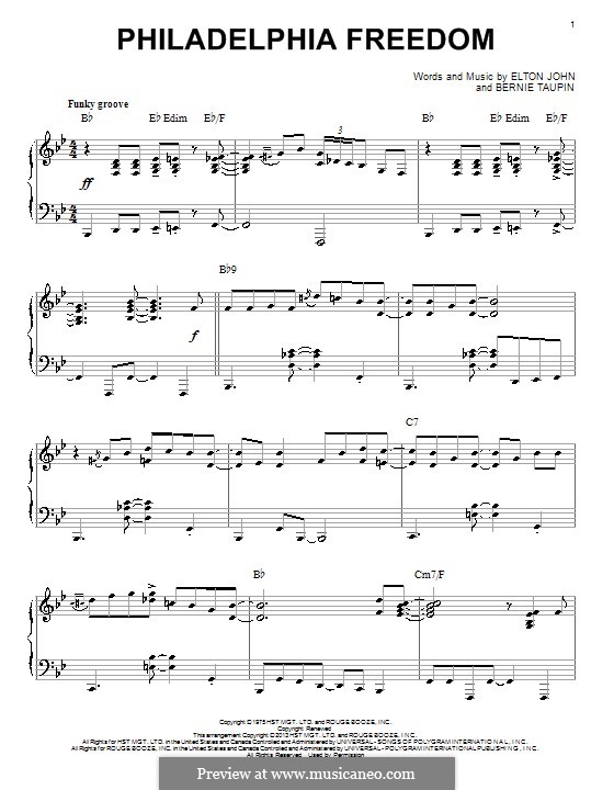 Philadelphia Freedom: For piano by Elton John