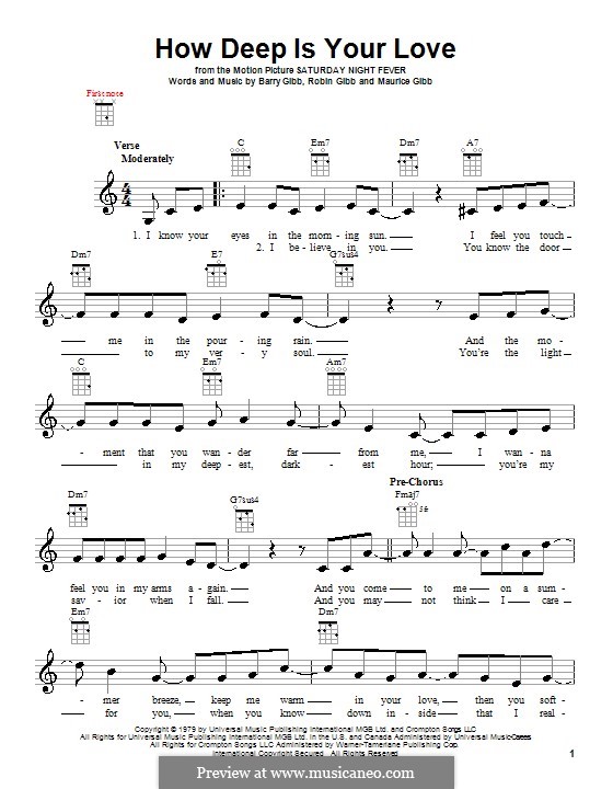 How Deep Is Your Love (The Bee Gees): For ukulele by Barry Gibb, Maurice Gibb, Robin Gibb