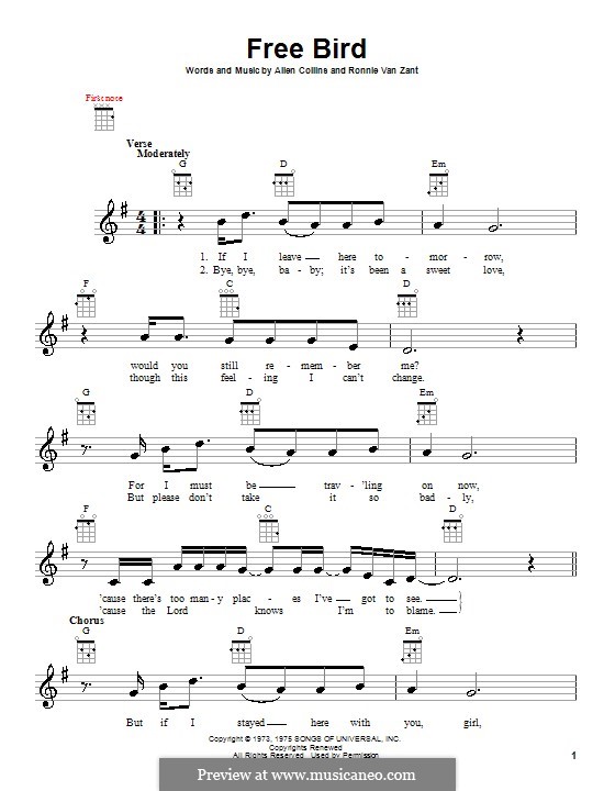 Free Bird (Lynyrd Skynyrd): For ukulele by Allen Collins, Ronnie Van Zant