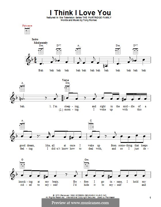 I Think I Love You (The Partridge Family): For ukulele by Tony Romeo