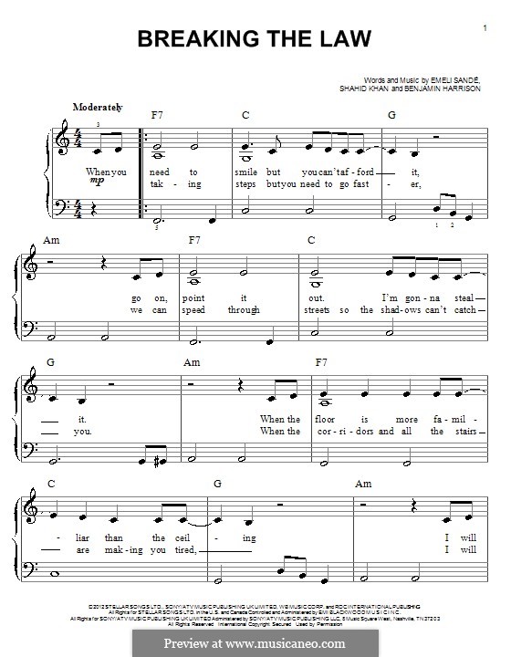 Breaking the Law: For piano by Ben Harrison, Emeli Sandé