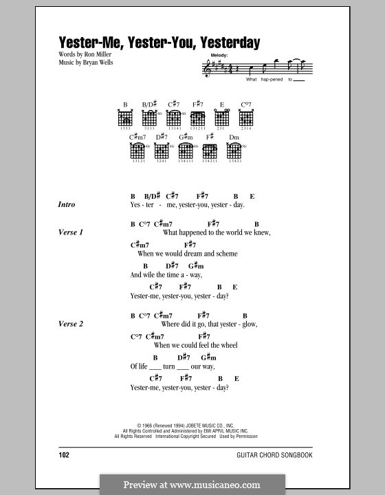 Yester-me, Yester-you, Yesterday (Stevie Wonder): Lyrics and chords by Bryan Wells