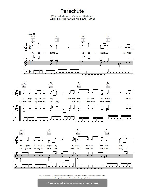 Parachute (Lawson): For voice and piano (or guitar) by Andreas Carlsson, Andrew Brown, Carl Falk, Eric Turner
