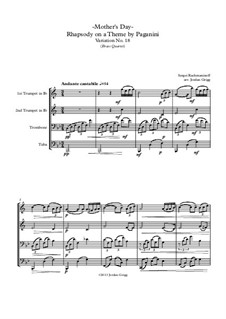 Rhapsody on a Theme of Paganini, Op.43: Variation XVIII, for brass quartet by Sergei Rachmaninoff