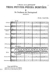 Trois petites pièces montées: Full score by Erik Satie