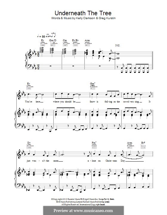 Underneath the Tree: For voice and piano (or guitar) by Greg Kurstin, Kelly Clarkson