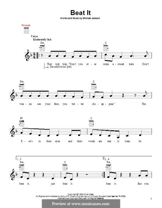 Beat It: For ukulele by Michael Jackson