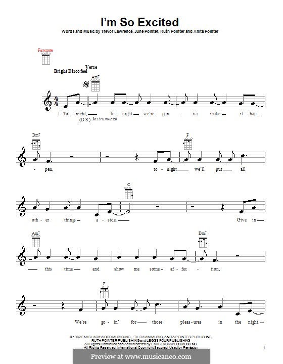 I'm So Excited (The Pointer Sisters): For ukulele by Anita Pointer, June Pointer, Ruth Pointer, Trevor Lawrence