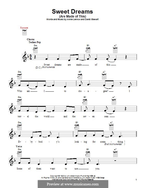 Sweet Dreams (Are Made of This): For ukulele by Annie Lennox, David A. Stewart