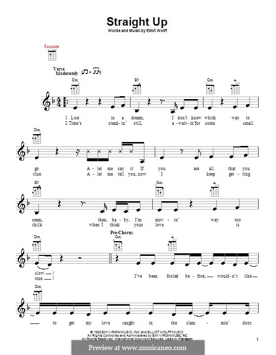 Straight Up (Paula Abdul): For ukulele by Elliot Wolff