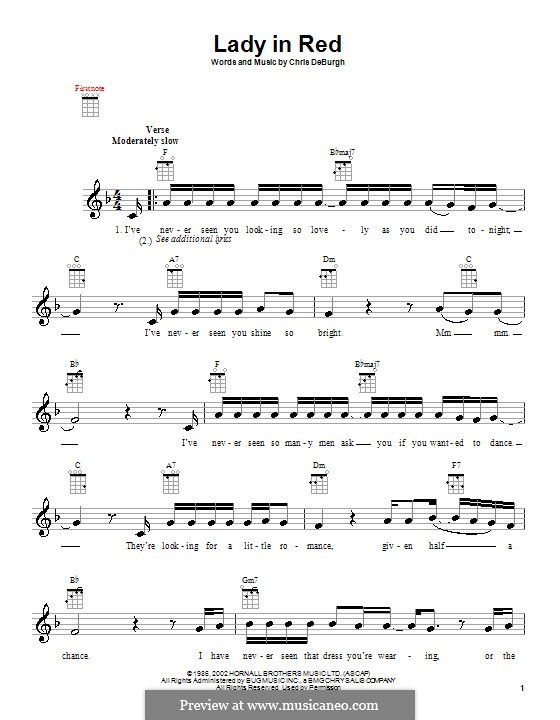 The Lady in Red: For ukulele by Chris de Burgh