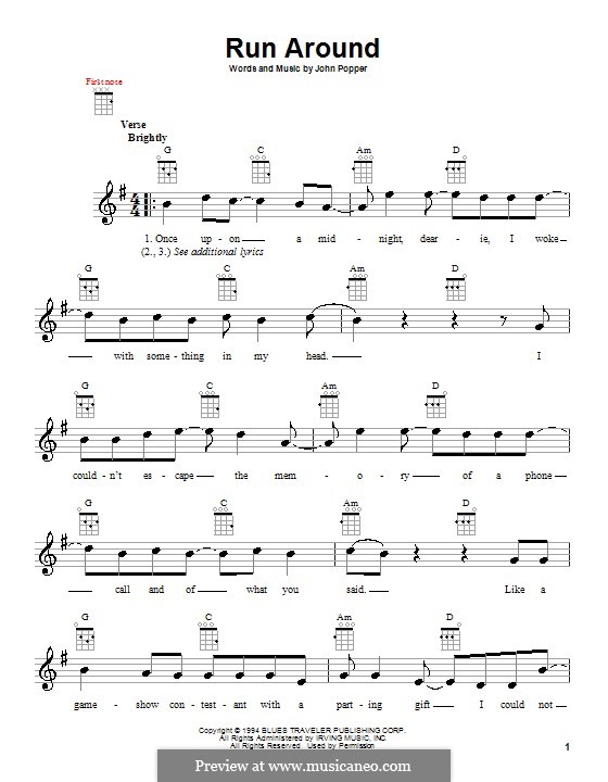 Run Around (Blues Traveler): For ukulele by John Popper