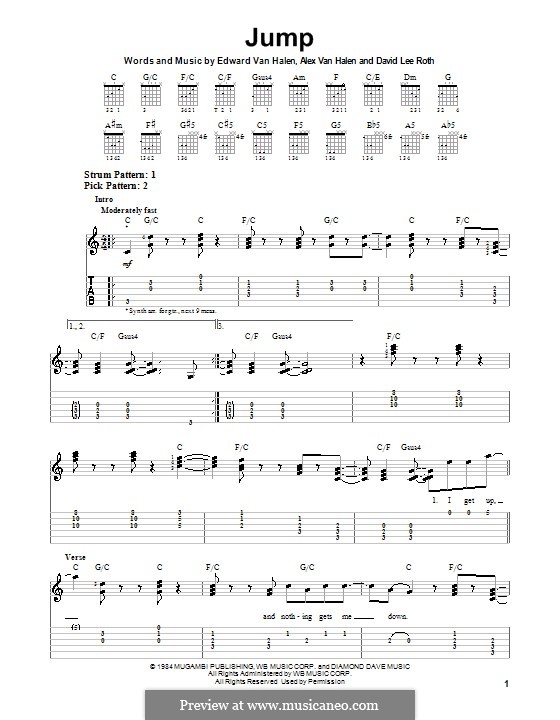 Jump (Van Halen): For guitar with tab by Alex Van Halen, David Lee Roth, Edward Van Halen, Michael Anthony